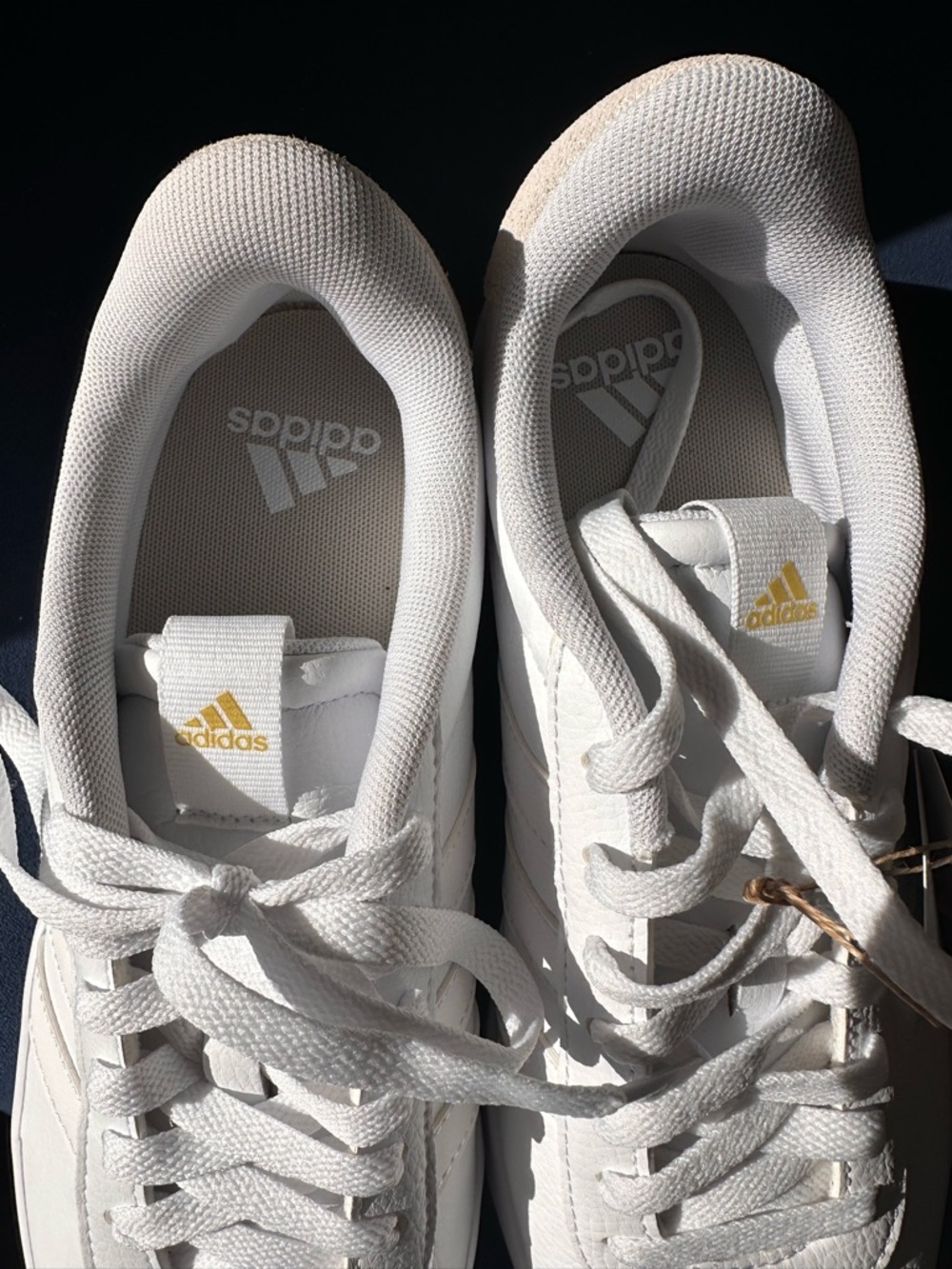 Adidas VL Court 3.0 White Sneakers • Gold Logo • Suede Toe • NWT - Picture 3 of 7